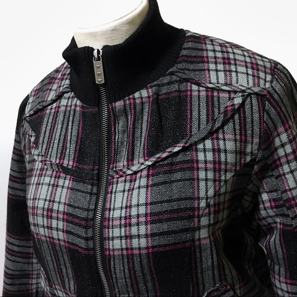 🆕Pink & Gray Plaid Bomber Style Coat/Jacket - Picture 4 of 8